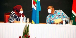 Tanzanian President Samia Suluhu Hassan and Kenya President Uhuru Kenyatta