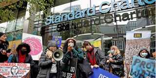 Climate activists at the COP26 last year.