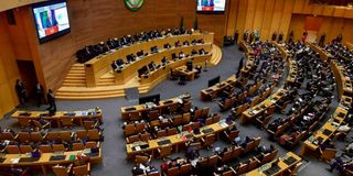 A session during the 35th Ordinary Session of the African Union (AU) Summit in Addis Ababa, Ethiopia, on February 5, 2022. 