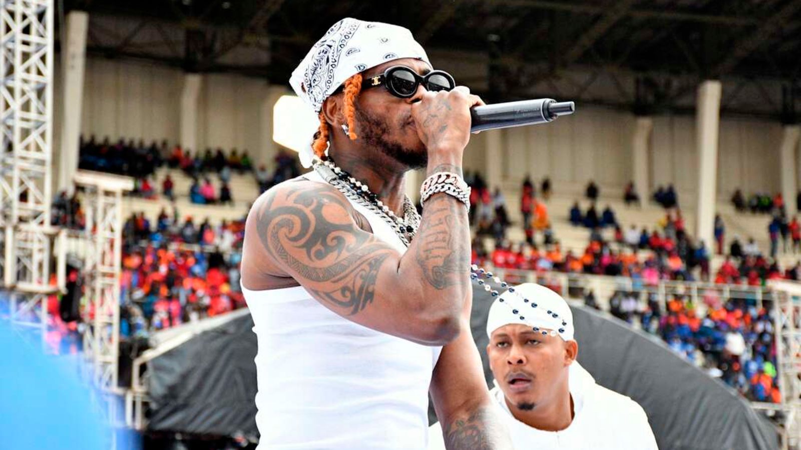 Tanzanian Bongo Flava superstar Diamond Platnumz performing live on stage
