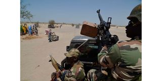 Nigerien soldiers on patrol.