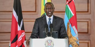 President William Ruto addresses the nation at State House in Nairobi.